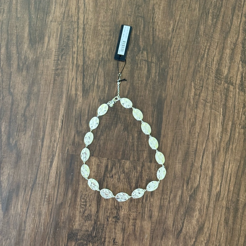 Ann Taylor textured metal disc Silver Necklace - Picture 4 of 15